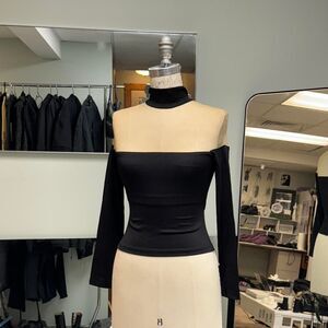Alice Olivia Black Mesh Sheer Turtleneck